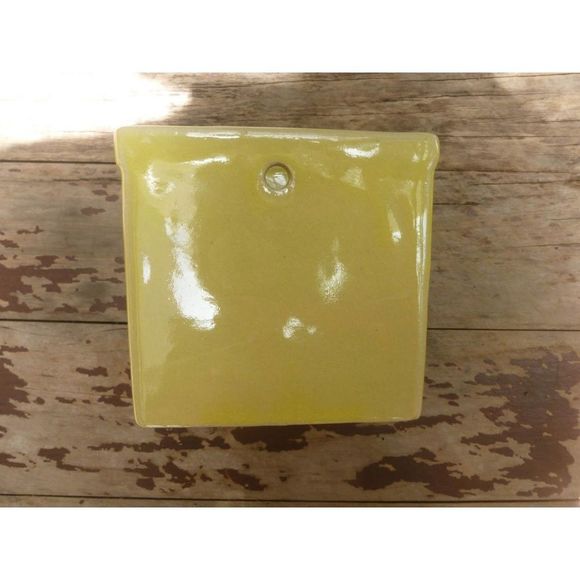 Ceramic Wall Pocket, Green Glazed Herb Planter, Pottery, Wall Vase - Picture 3 of 5